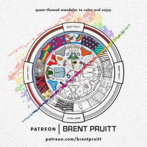 Queer-themed Mandalas to Color and Enjoy by Artist Brent Pruitt