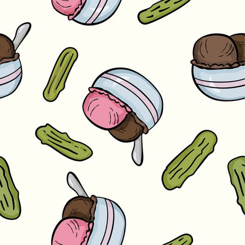 Ice Cream & Pickles [Pattern]. Brent Pruitt, illustration, 2019